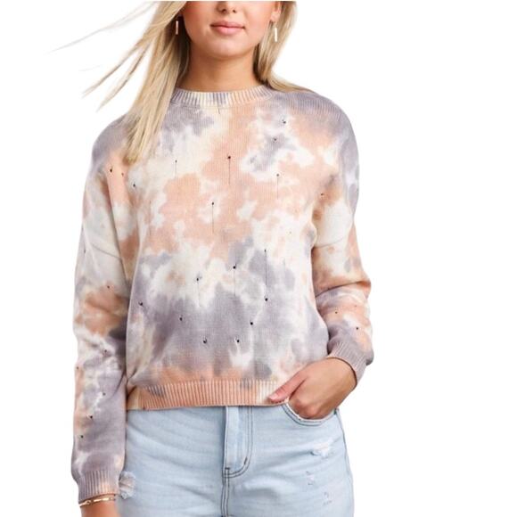 Gilded Intent Tie Dye Holes Ripped Sweater Women's Size M Grunge Edgy Rave Moody - Picture 1 of 8